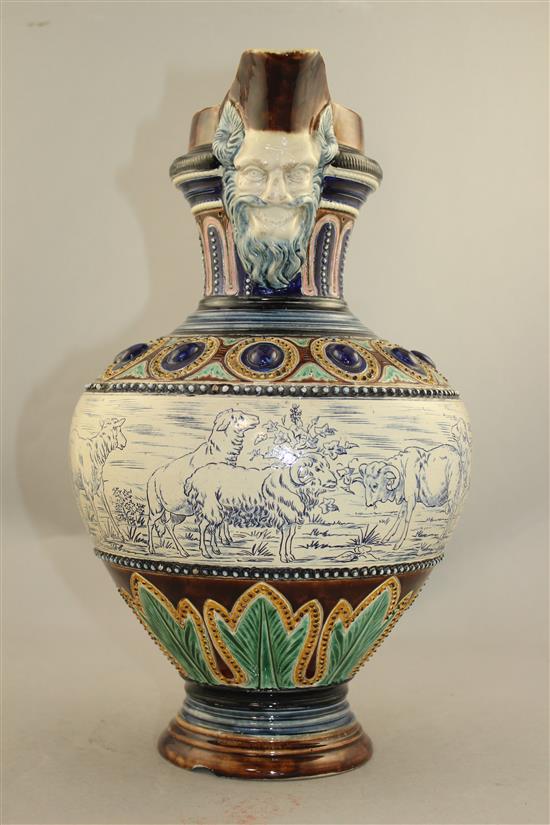 An Amphora pottery ewer, late 19th century, 34cm.